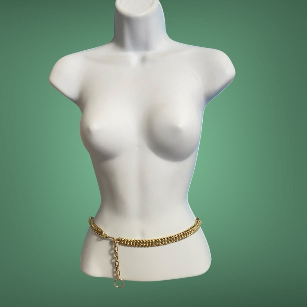 Gold Tone Chain Link Shiny Belt Women's SMALL 29"